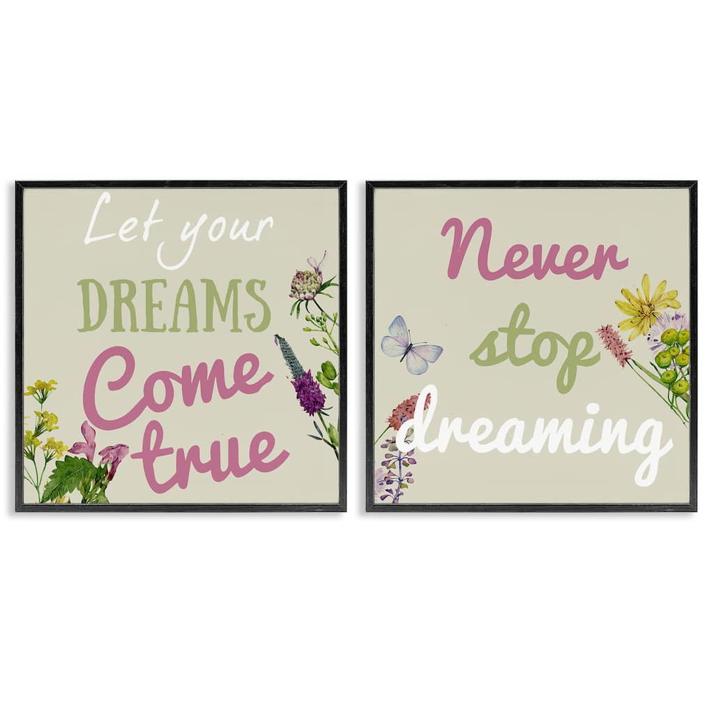 Stupell Motivational Dream Sentiments Framed Giclee Art Design By Kim Allen (Set of 2)
