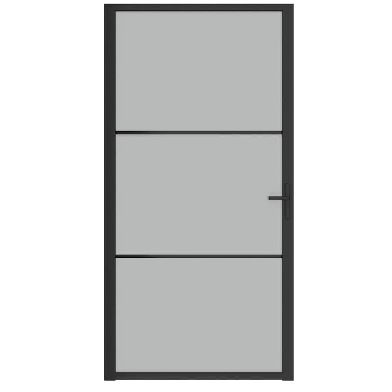 vidaXL Glass Door Interior Door with Alloy Handle ESG Glass and Aluminum Black