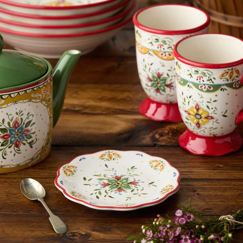 Certified International Provence 6" Canape/Luncheon Plates,Set of 4 Assorted Designs - 6'' W x 6'' D x 0.75'' H