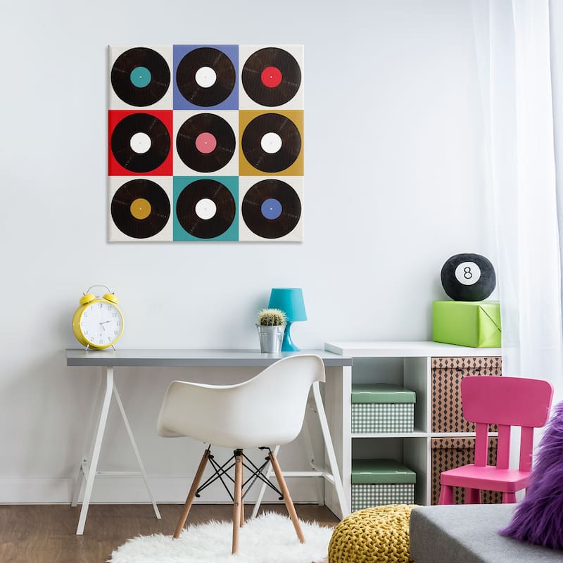 Stupell Geometric Music Records Canvas Wall Art Design By Katrina Craven