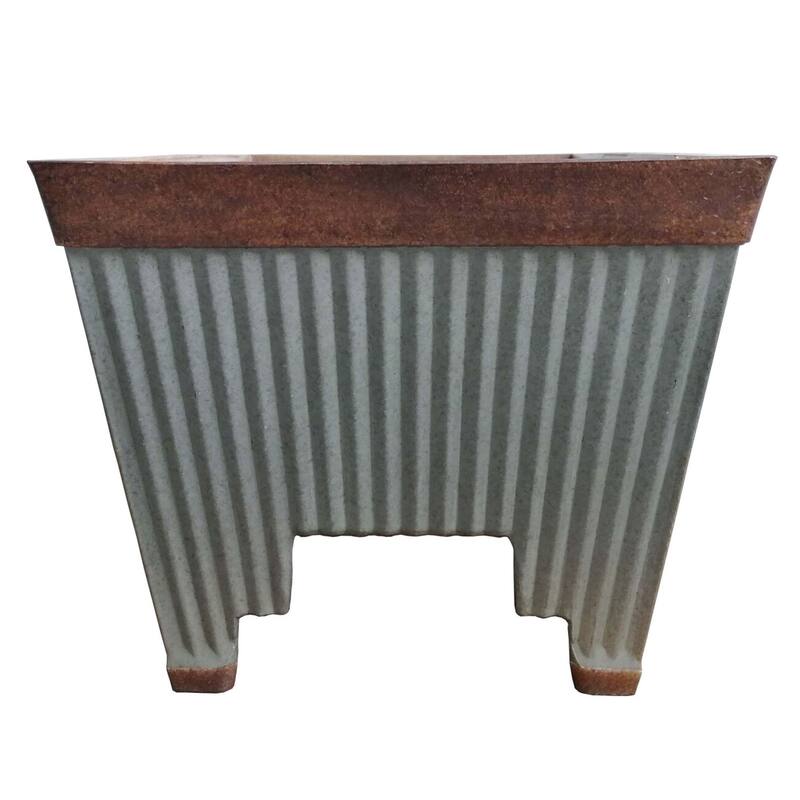 Southern Patio 24" Westlake Deck Rail Garden Resin Planter, Rustic Galvanized - 3.9