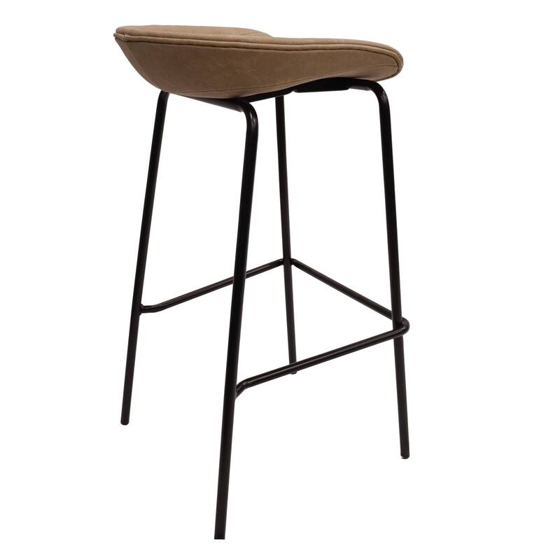 Leather Barstool with Powder-Coated Iron Frame Servos Series