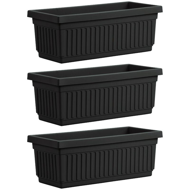 HC Companies 30 Inch Fluted Plastic Venetian Garden Flower Window Box (3 Pack) - 1.64