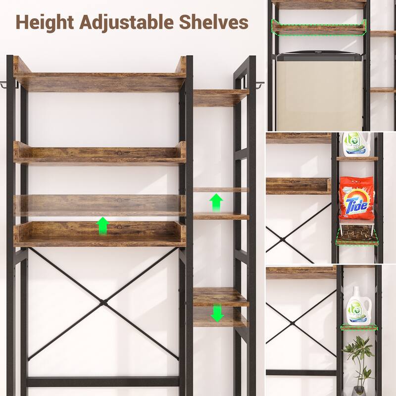 31'' W Over the Toilet Storage Shelf with 2 Drawers and 4 Hooks for Restroom and Laundry