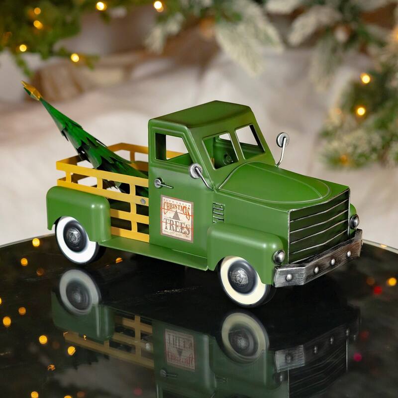 Small Truck with Christmas Tree in Green