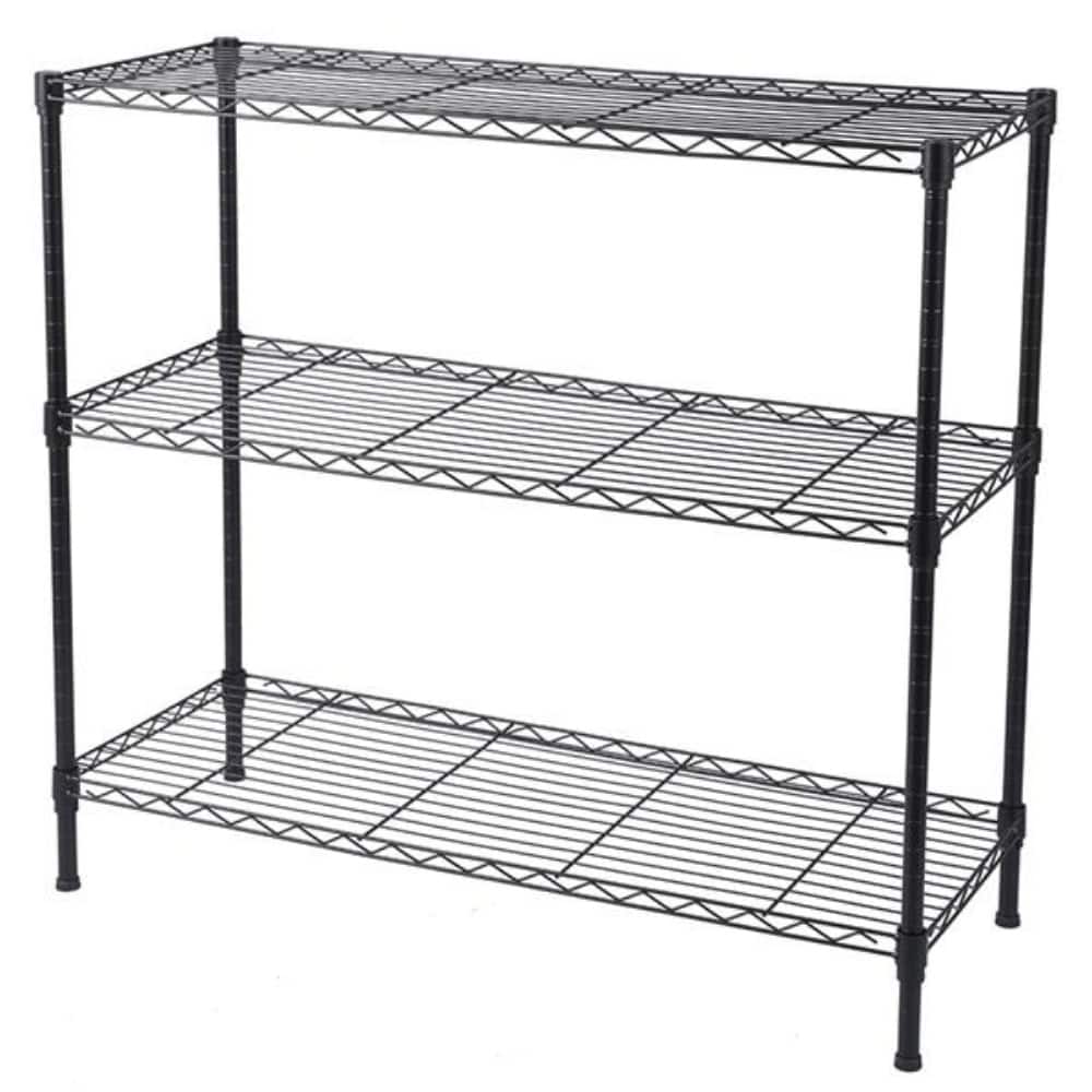 3-Tier Heavy Duty Adjustable Shelving Unit Black - 35.43 x 13.78 x 31.50