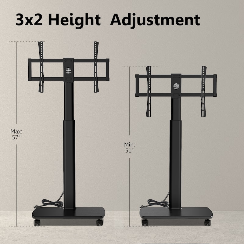 FITUEYES Rolling TV Stand with Power Strip for 32 - 65 Inch TVs
