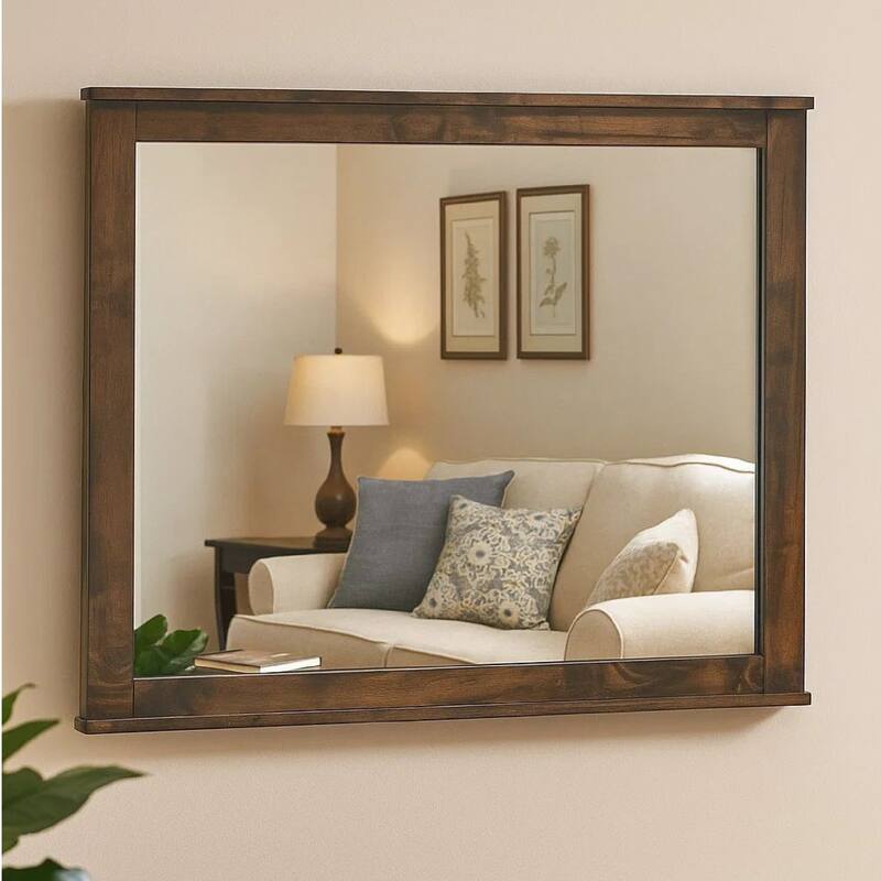 Bora 34 x 46 Dresser Mirror, Square, Solid Reclaimed Wood, Rustic Gray
