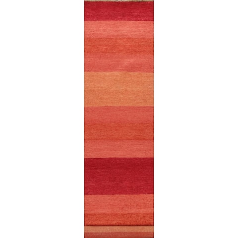 Striped Gabbeh Kashkoli Oriental Runner Rug Wool Hand-knotted - 3'1" x 15'7"