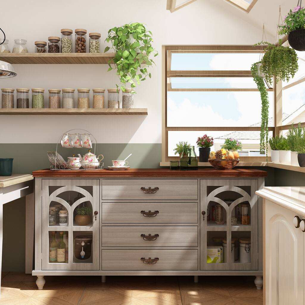 Sideboard Buffet Console Table Versatile Media Cabinet Lacquer Finish - 63"W