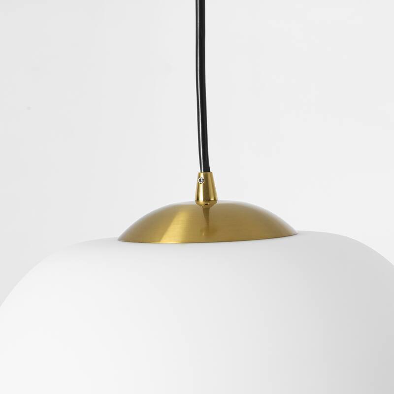 1-Light Modern Gold Hanging Pendant Light with Opal Glass Globe Lamp Shade for Kitchen Island, Bedroom
