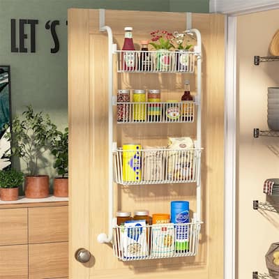 4 Baskets Over the Door Pantry Organizer Rack