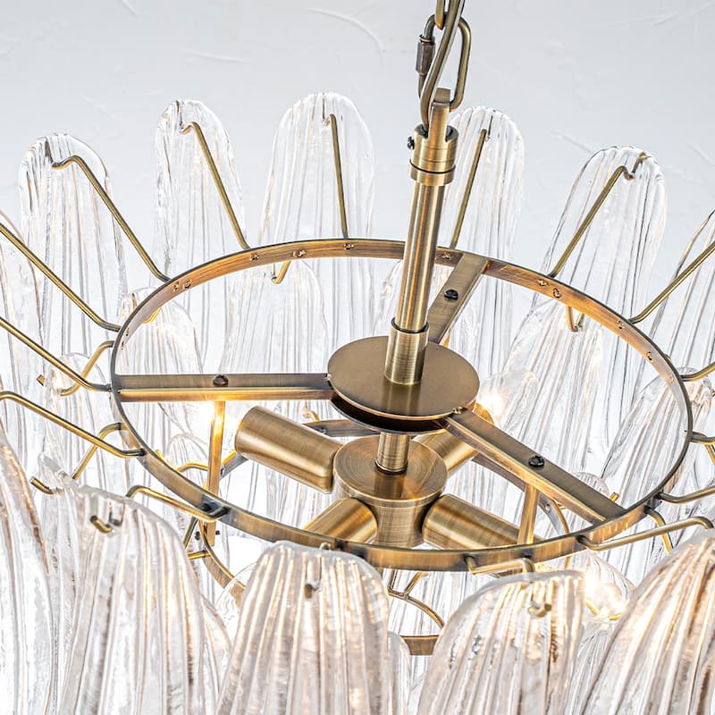 Vintage Mid-Century Modern Chandelier Clear Art Glass Pendant With Antique Bronze Finish For Livingroom Bedroom