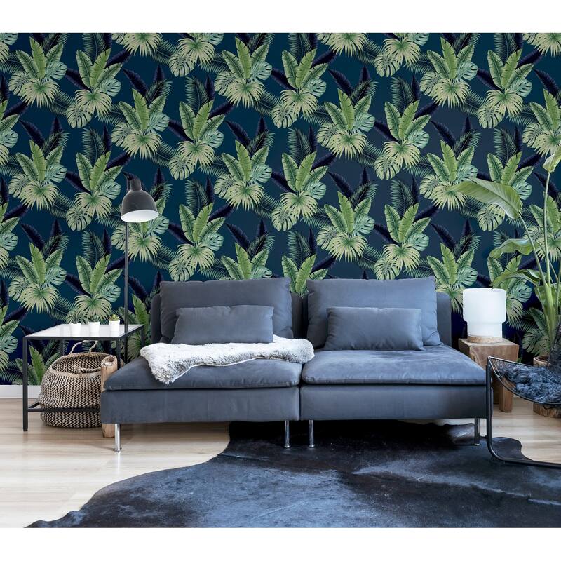 Arthouse Miami Navy Palms Wallpaper