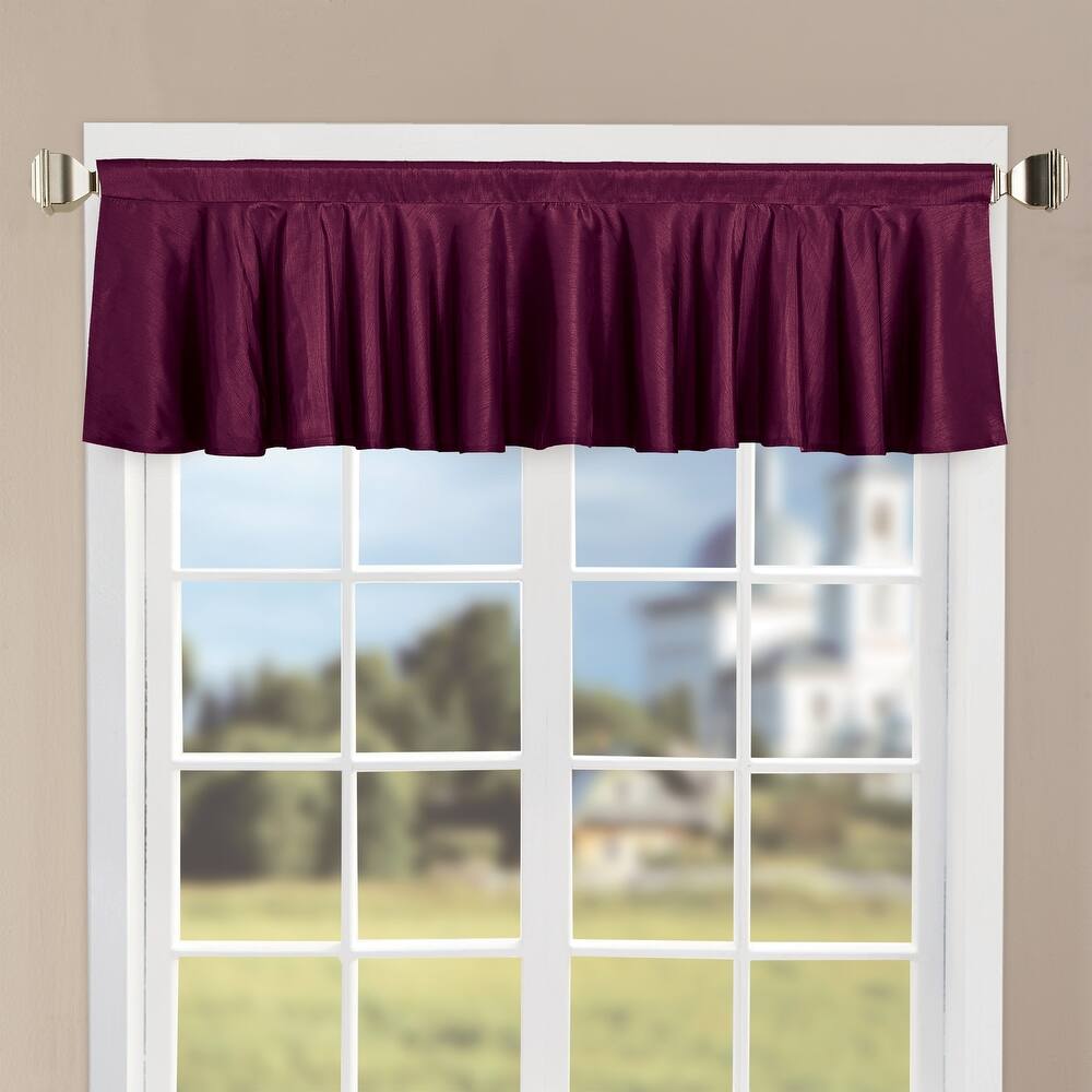 Home Soft Things Solid Faux Silk 1 Piece Valance Set,60" x 19" - 60" x 19"