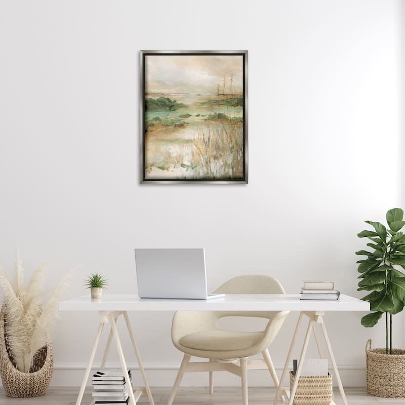 Stupell Abstract Marshland Pond Framed Floater Canvas Wall Art Design By Carol Robinson