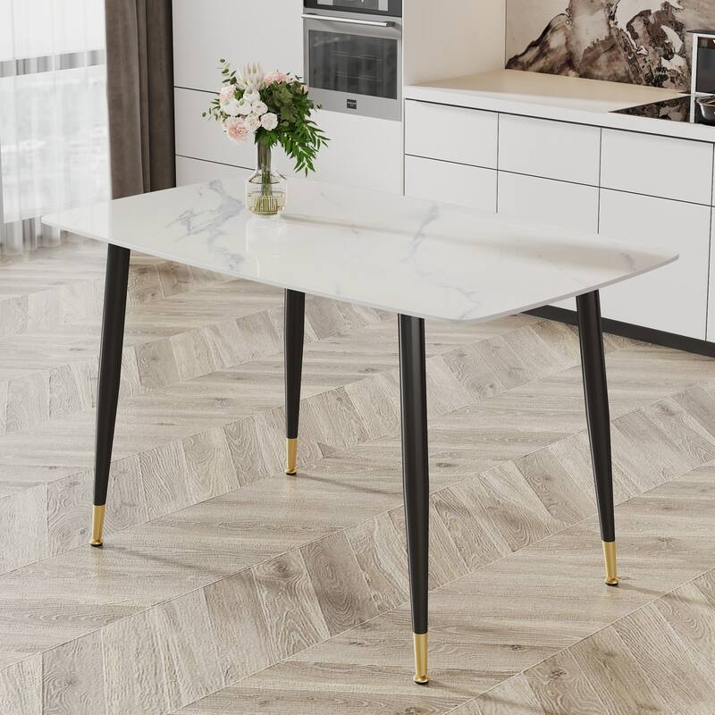 Modern Living Room Exquisite Simple Dining Table Imitation Marble Sintered Stone Countertop Kitchen Dining Table