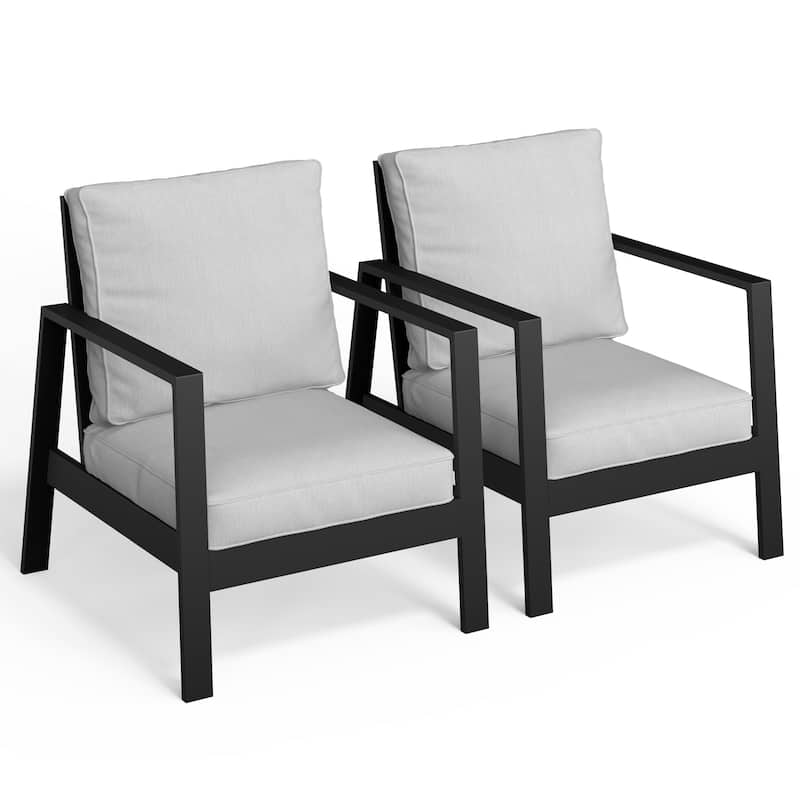 Patio Aluminum Chair with Cushions (Set of 2)