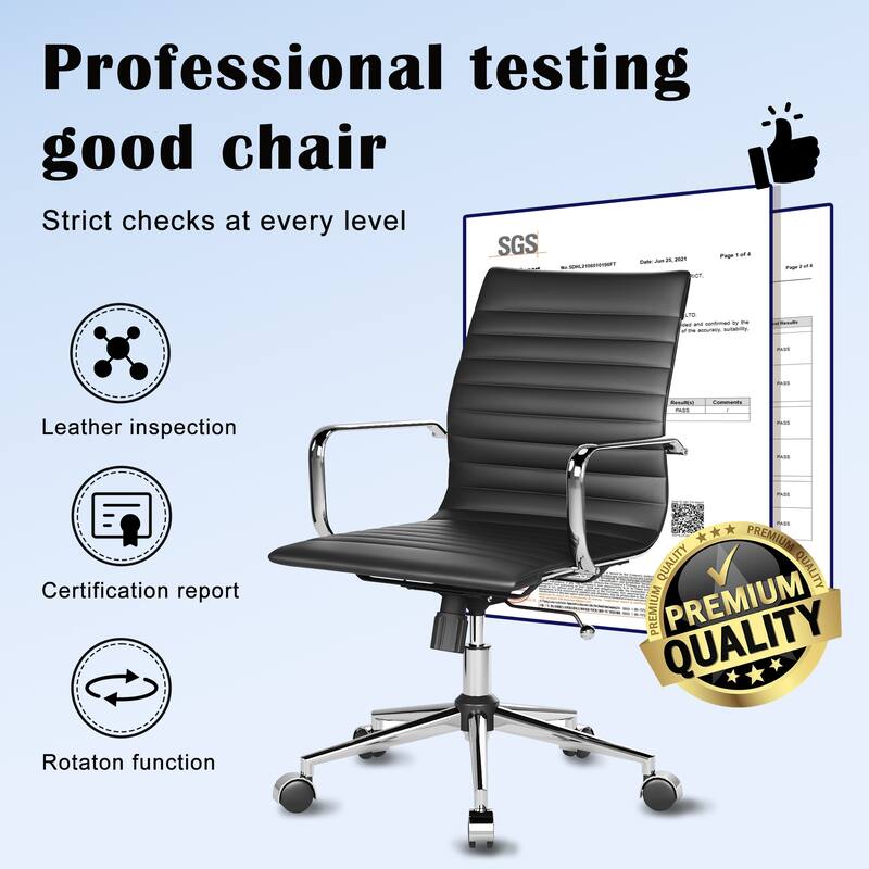 CAROCC Ribbed Computer Office Chair Swivel Lift tilt function Ergonomic Premium Leather Desk Armchair
