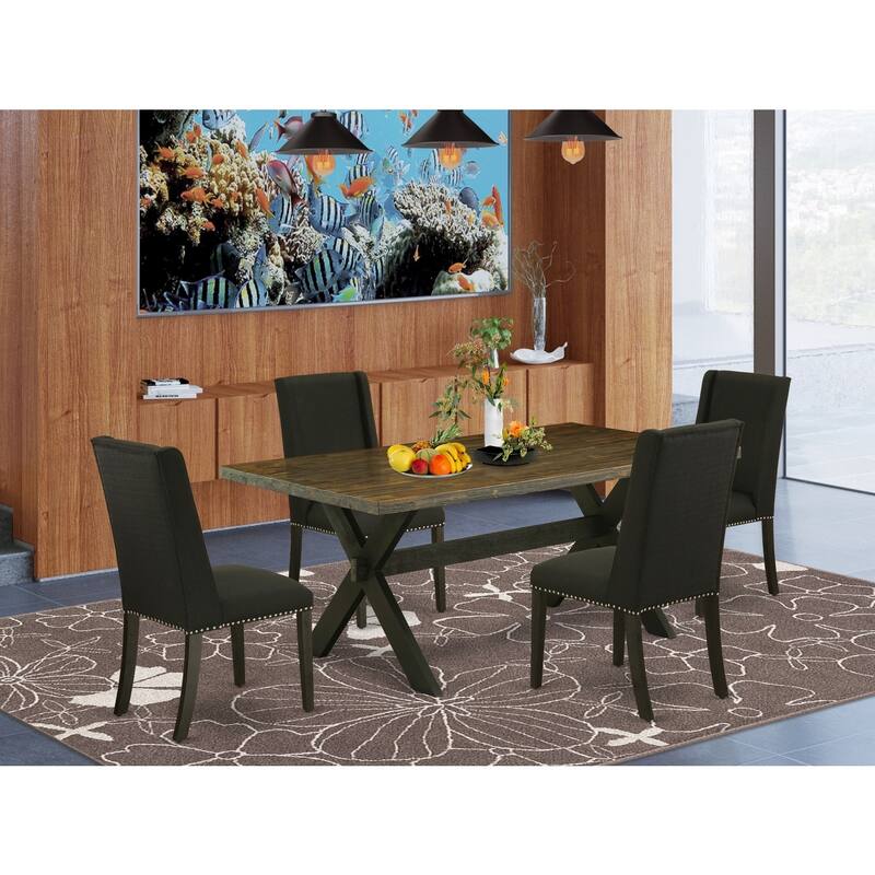Modern 5-Piece Dining Set - Rectangular Table & 4 Parsons Chairs - 72