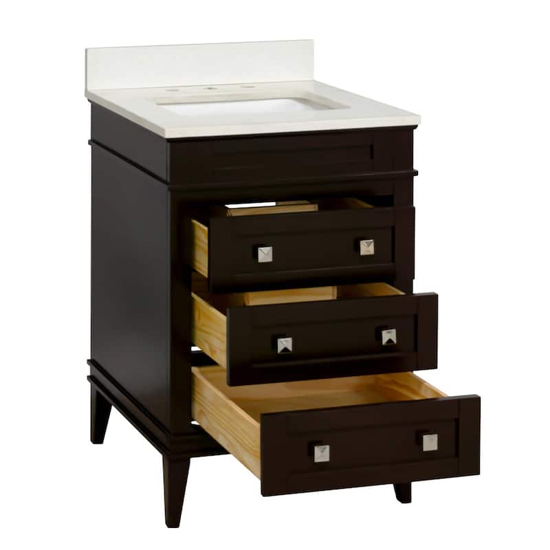 KitchenBathCollection Eleanor 24" Bathroom Vanity with Quartz Top