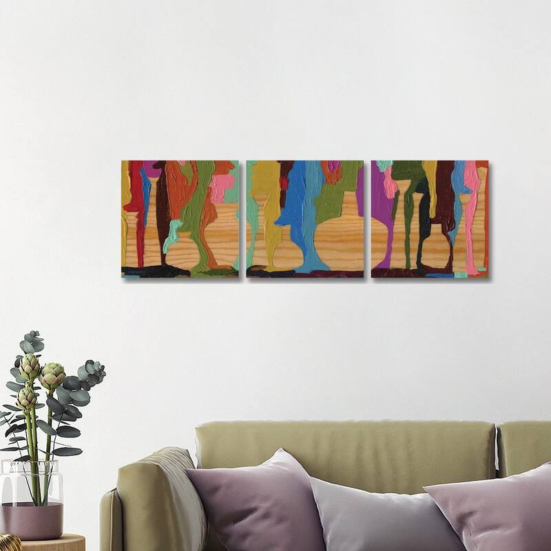 iCanvas "Negative Space Vase" by Kamdon Kreations 3-Piece Wall Art Set - 16x48x1.5