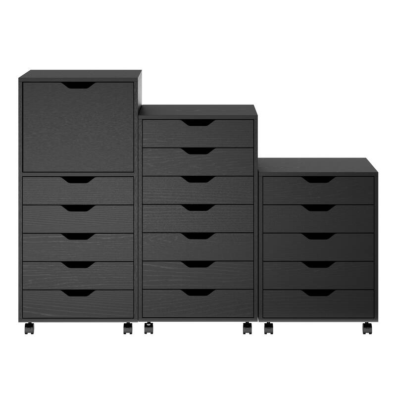 3-Piece Multi Drawer Storage Cabinet Set - 41.5" - Black