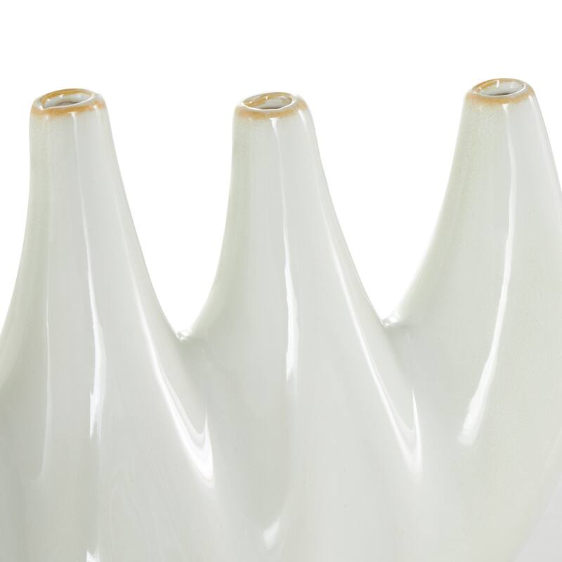White Ceramic Decorative Vase with Multiple Openings