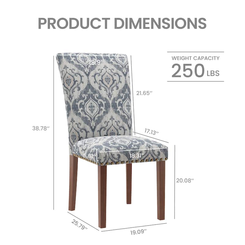 Upholstered Parsons Dining Chairs Set of 2/4/6, Fabric Dining Room Kitchen Side Chair with Nailhead Trim and Wood Legs