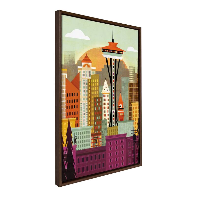 Kate and Laurel Sylvie Seattle Framed Canvas by Amber Leaders Designs