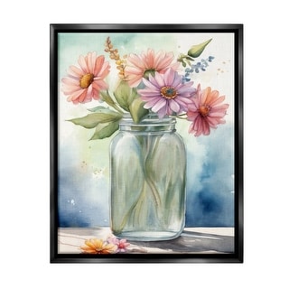 Stupell Gerbera Daisies in Jar Framed Floater Canvas Wall Art Design By ...