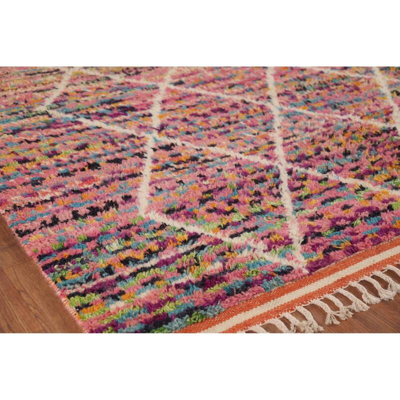 Trellis Plush Moroccan Oriental Area Rug Hand-Knotted Wool Carpet - 6'1" x 9'8"