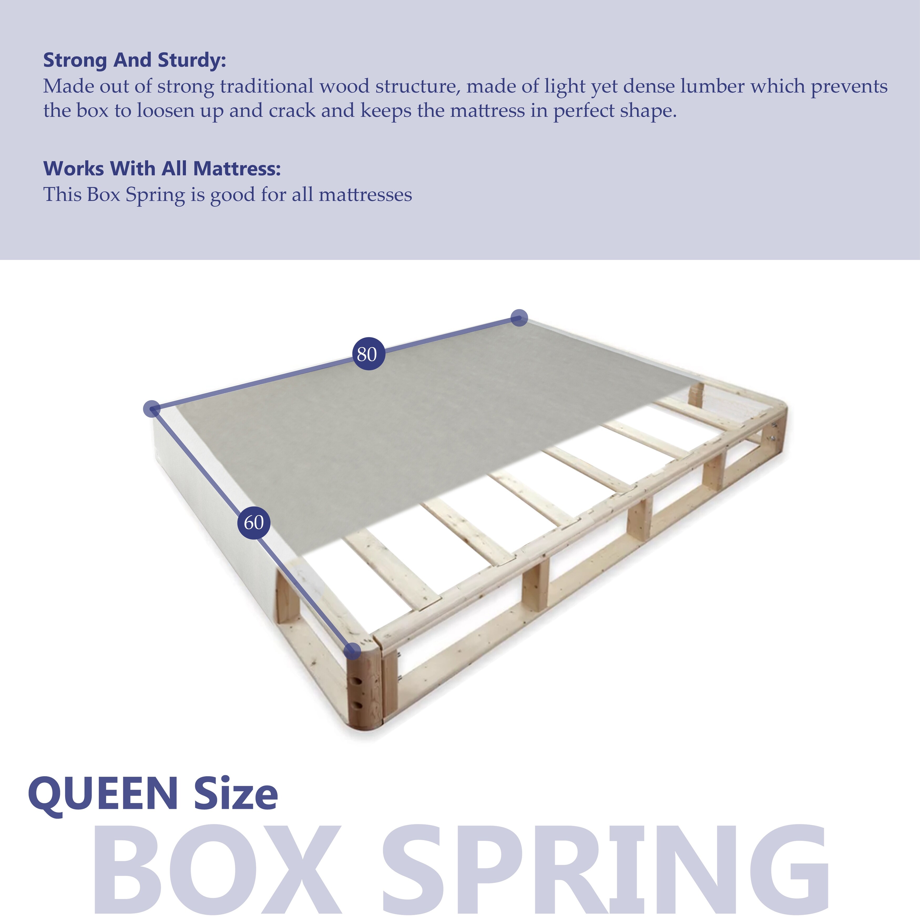 White and gold Twin mattress Solution 8 Fully Assembled Low Profile Wood Traditional Box Spring//Foundation For Mattress
