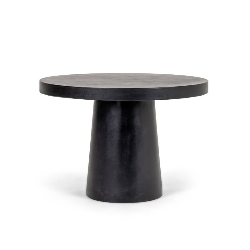 Cid Deso Dining Table, Black Concrete and Tapered Base, Round 43 Inch Top