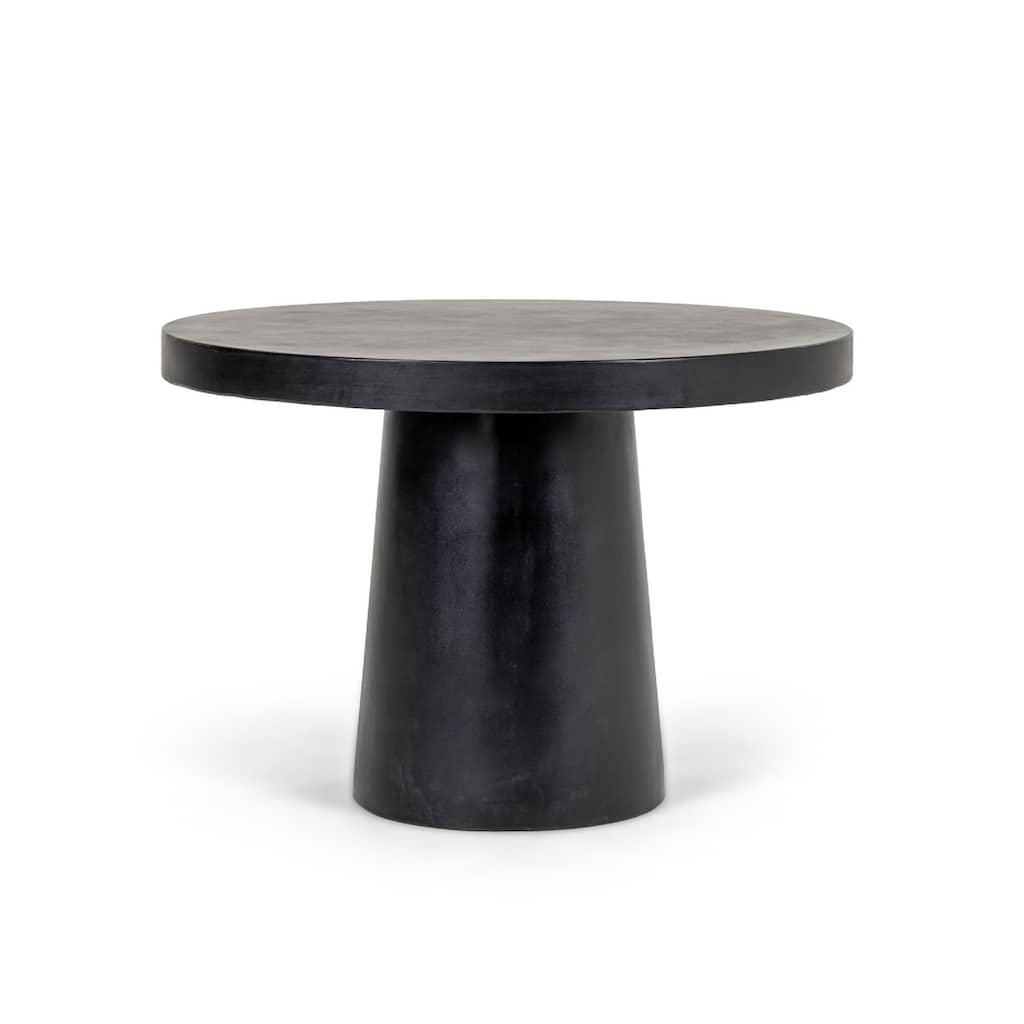 Cid Deso Dining Table, Black Concrete and Tapered Base, Round 43 Inch Top