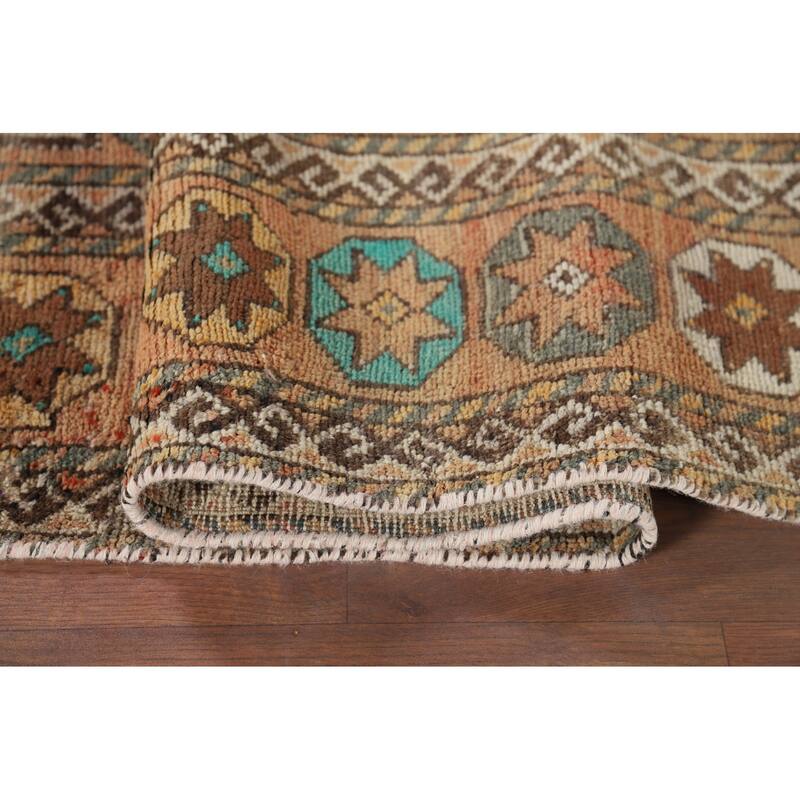Geometric Shiraz Vintage Persian Area Rug Handmade Wool Carpet - 6'3" x 9'3"