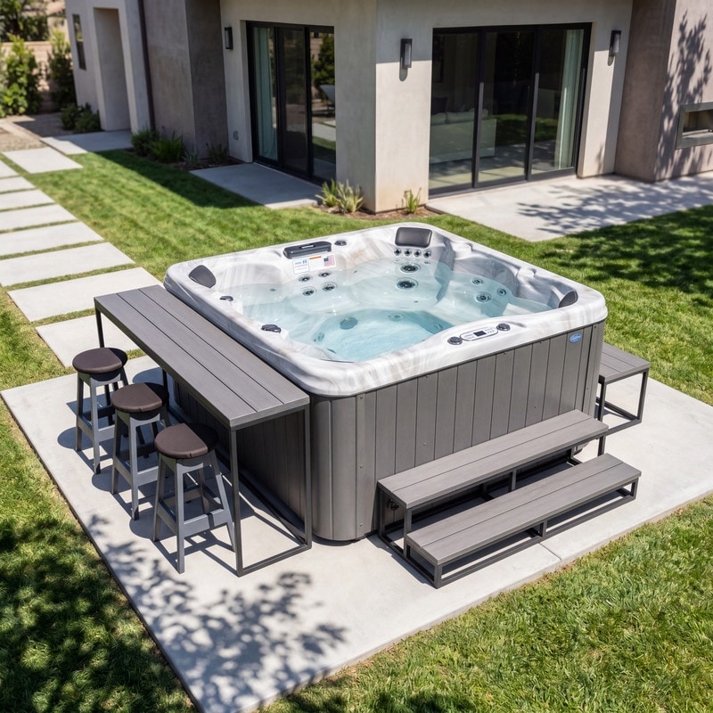 Silver Vista Hot Tub Surround in Dark Brown (6-Piece)