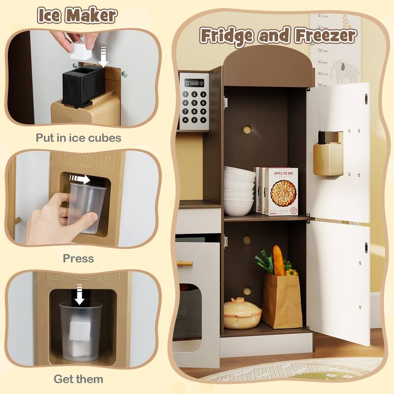 Costway Corner Kitchen with Lights and Sounds Interactive Wooden - See Details