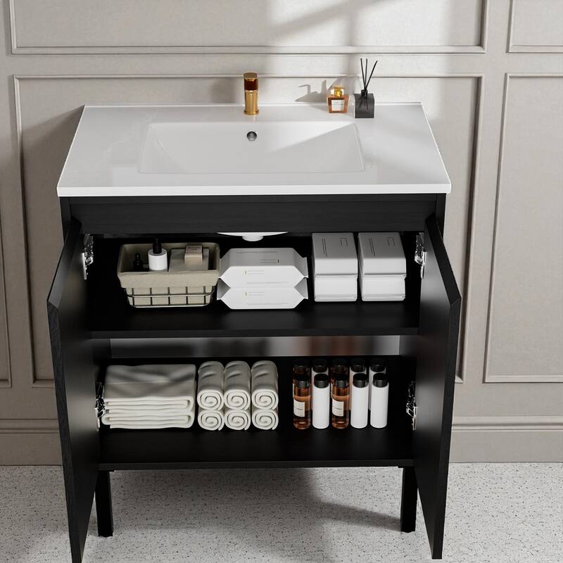 30 Inch Bathroom Vanity with Sink, Floor Standing Cabinet with Soft-Close Drawers and Modern Storage Design
