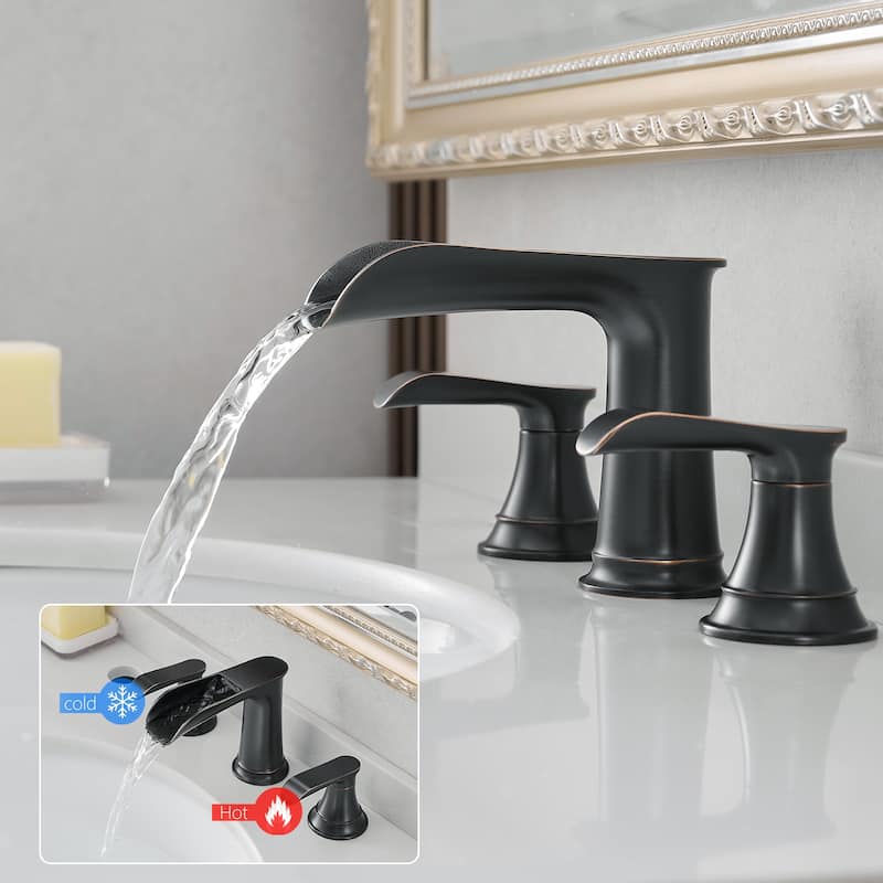 Topcraft Two Handle Waterfall Bathroom Faucet with Pop-Up Drainer