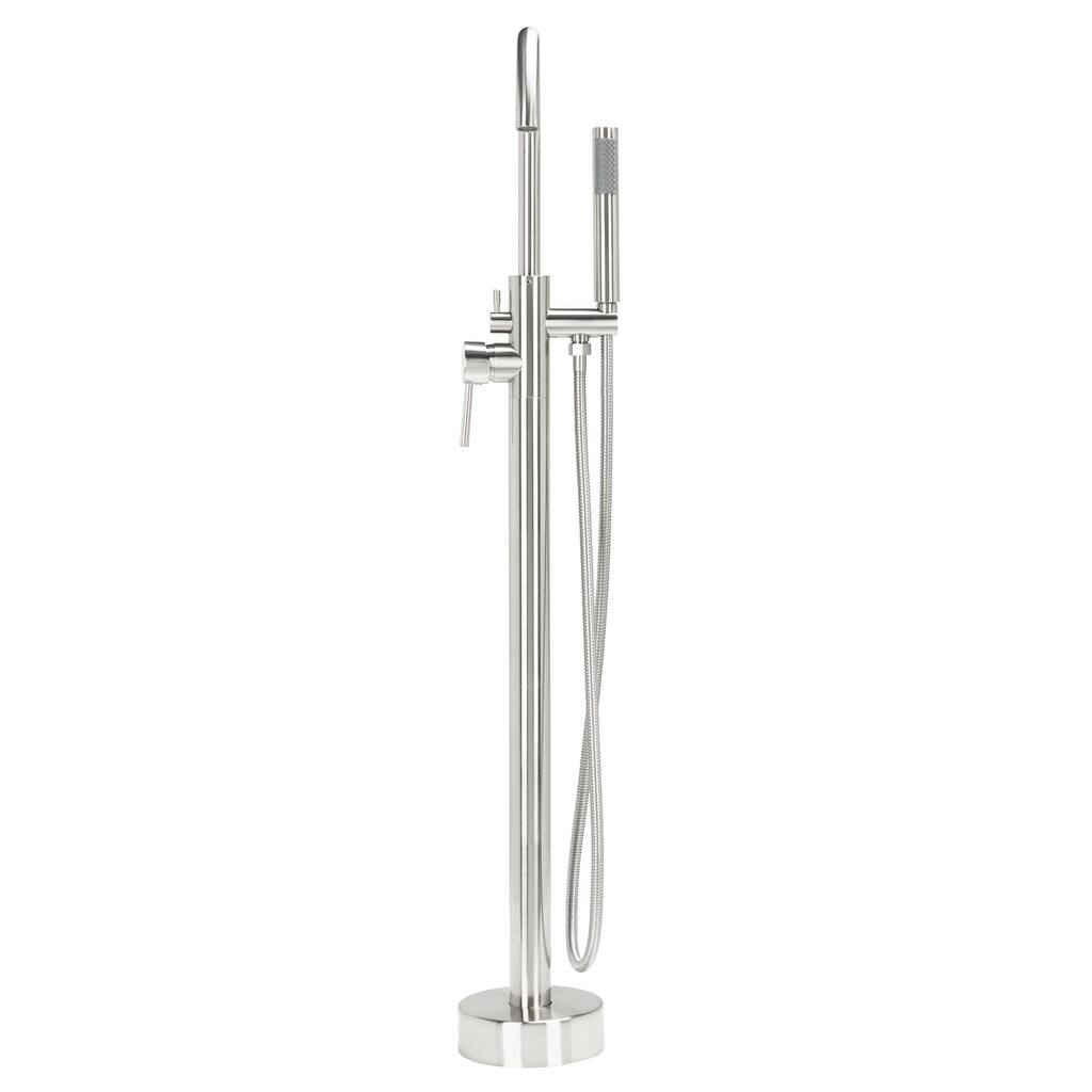 SAFAVIEH Avie Single Handle Above Ground Floor Mount Nickel Shower System - 43 In. W x 9 In. D x 6 In. H - 43Wx9Dx6H