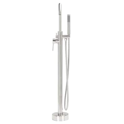 SAFAVIEH Capri Single Handle Above Ground Floor Mount Nickel Shower System - 43 in. W x 9 in. D x 6 in. H