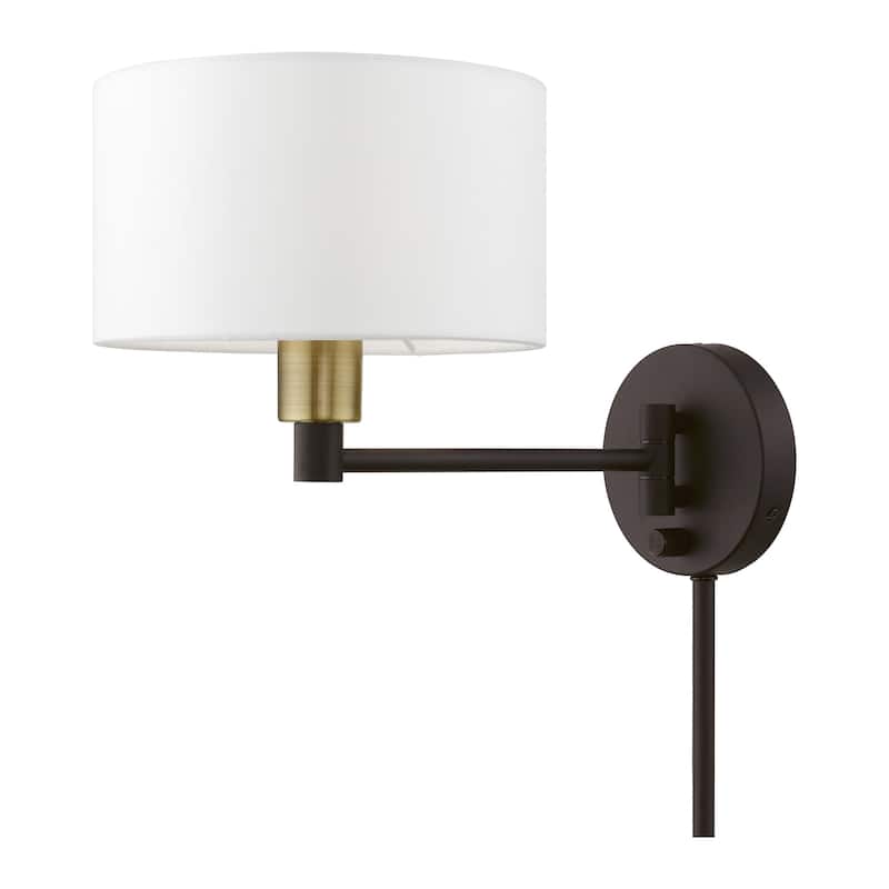 Livex Lighting 40080 Allison 10" Tall Commercial Wall Sconce - Bronze / Antique Brass Accent