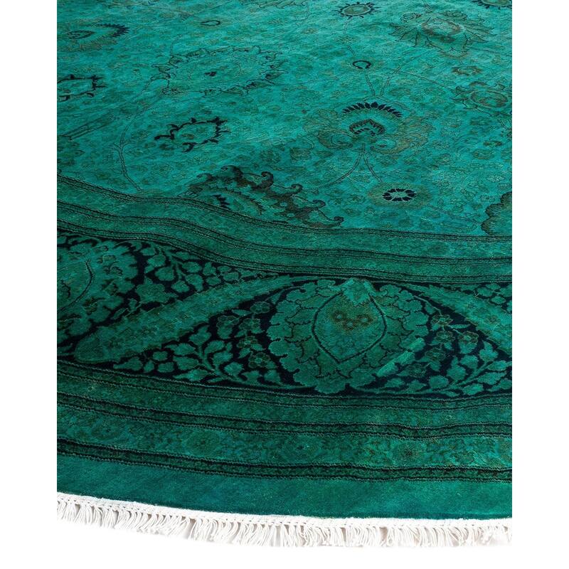 Fine Vibrance One-of-a-Kind Hand-Knotted Area Rug - Green, 12' 1" x 12' 1" - 12' 1" x 12' 1"