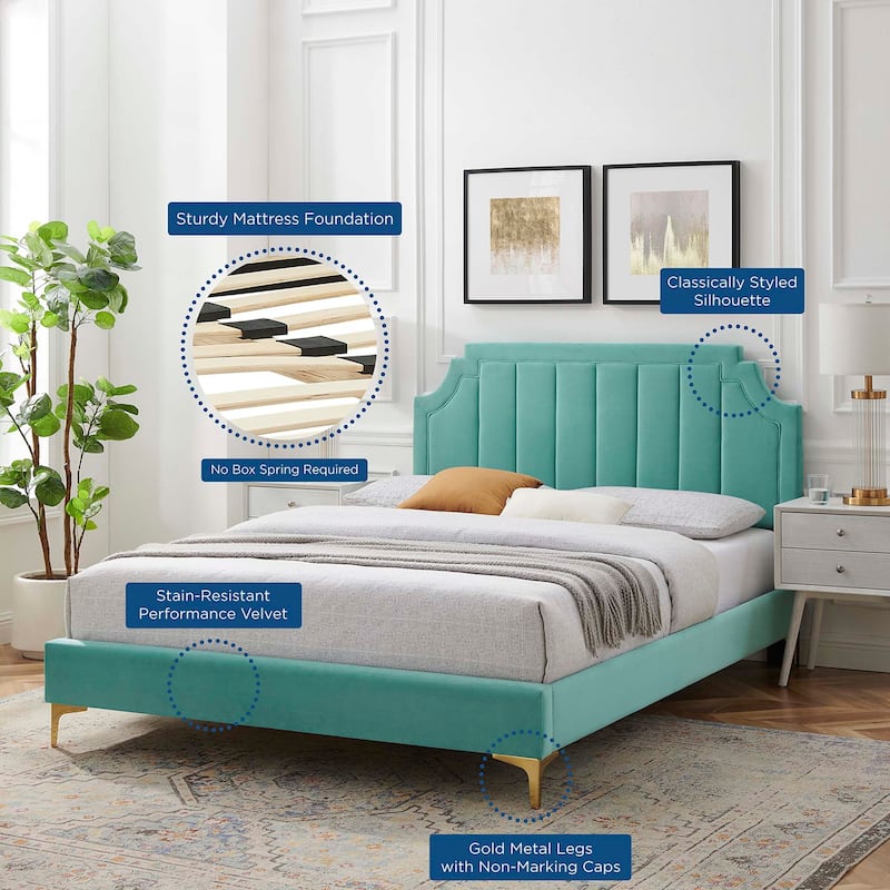 Sienna Performance Velvet Queen Platform Bed