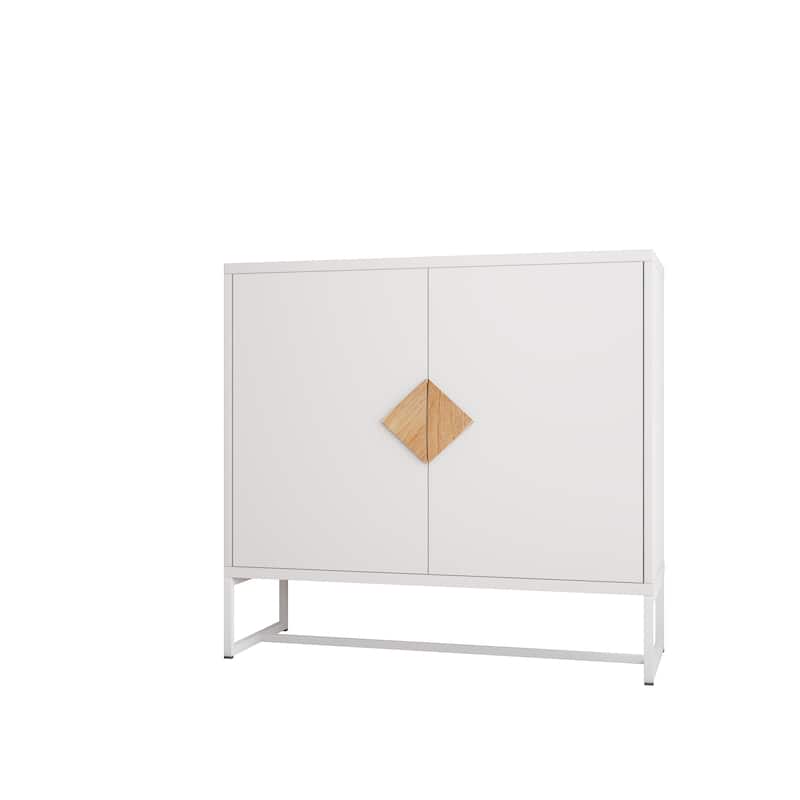 MDF square shape handle 2 doors sideboard