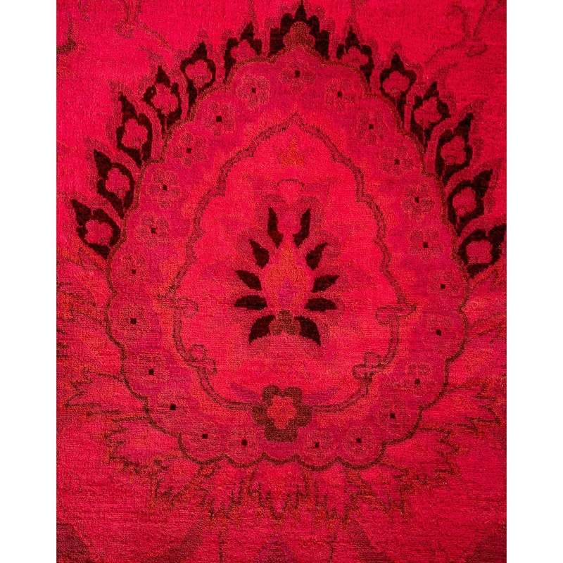 Overton Hand Knotted Wool Vintage Inspired Modern Contemporary Overdyed Pink Area Rug - 9' 2" x 12' 4"