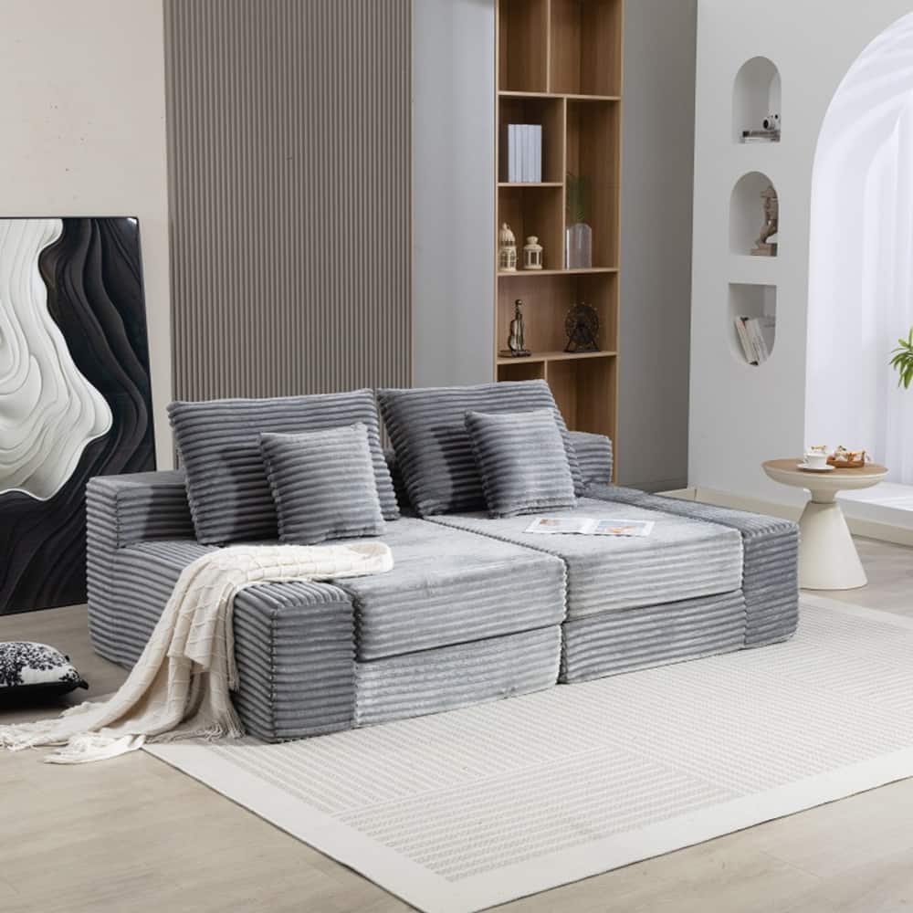 Double Lounge Chaise,Cloud Plush Sofa Bed,Upholstered Boneless Cloud Sofa Deep Seat