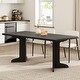 preview thumbnail 1 of 6, 71" Large Dining Table for 6 to 8 People, Modern Dinner Table with Unique Wooden Legs, Rectangle Dining Table Black