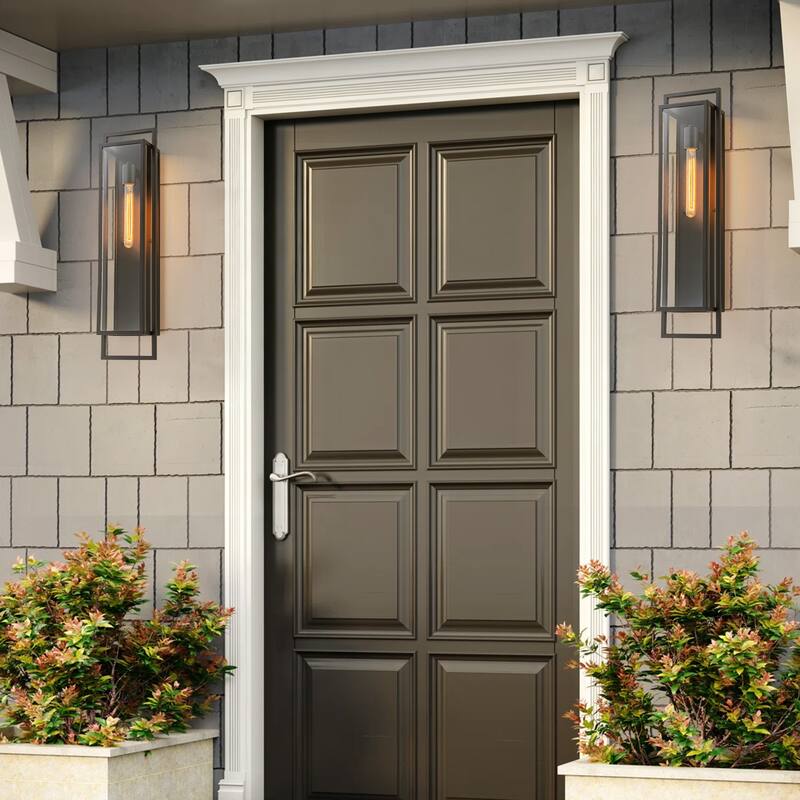 Rennnsan 1-Light Matte Black Rectangular Iron IP23 Outdoor Wall Sconce for Patio